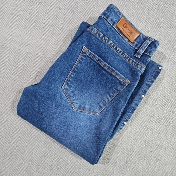 Cardinale Jeans Women's Sz 8 26x28 Med Wash Blue Slit Seam Pearls Y2K Fairy Core - Picture 6 of 16